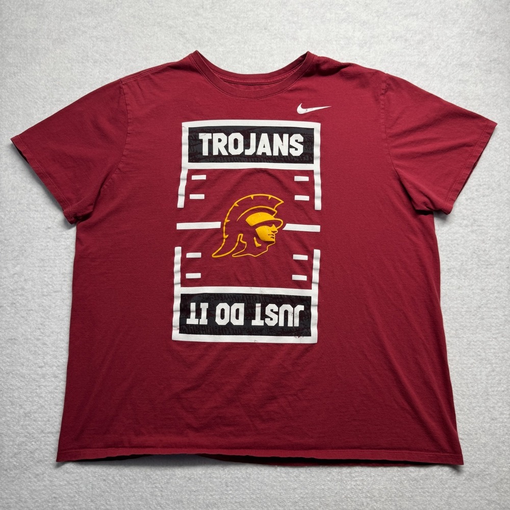 USC Trojans The Nike Tee‎ Graphic Print Shirt Red Athletic Cut Men's Size 2XL